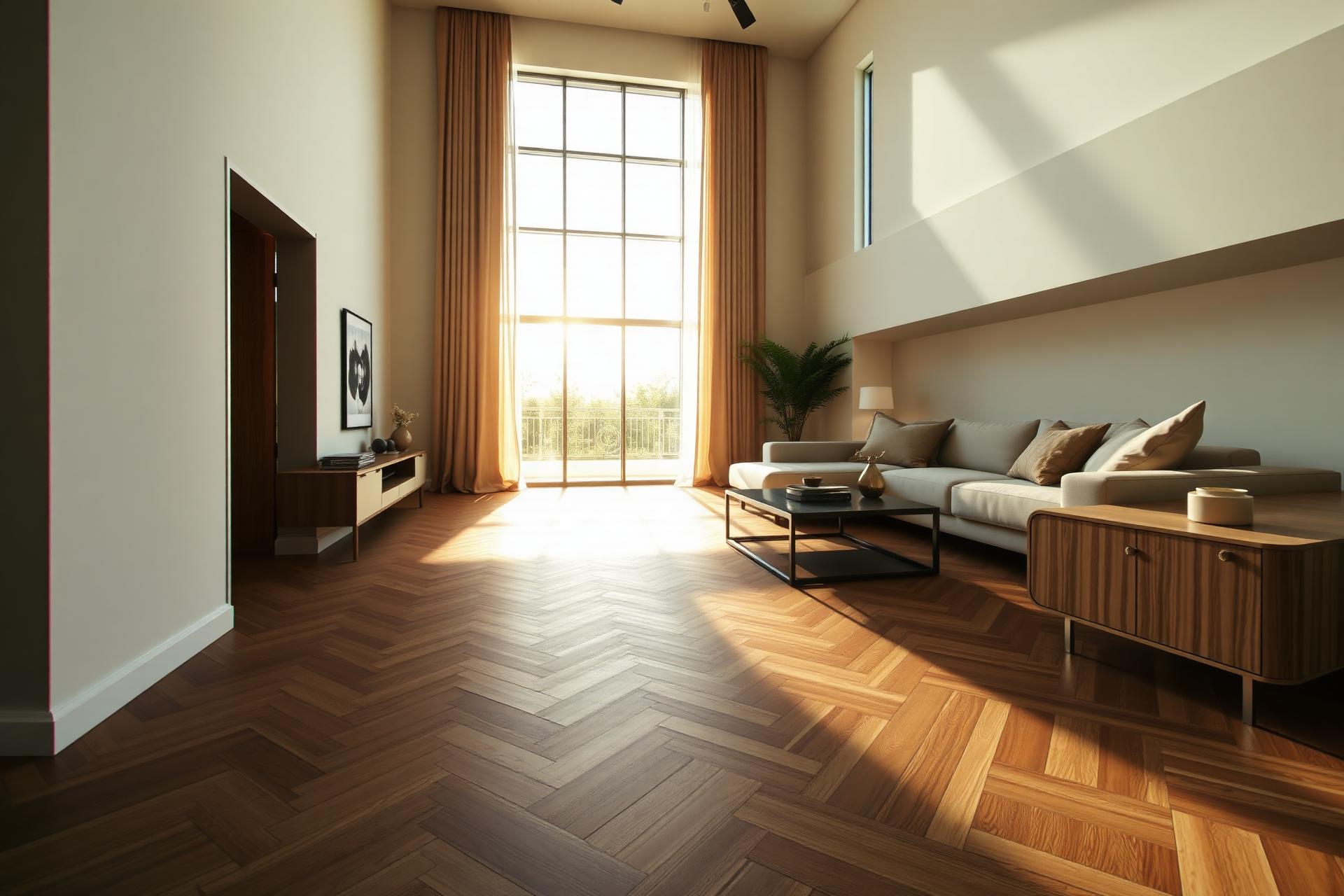 Premium herringbone hardwood flooring installation in a modern Kent home